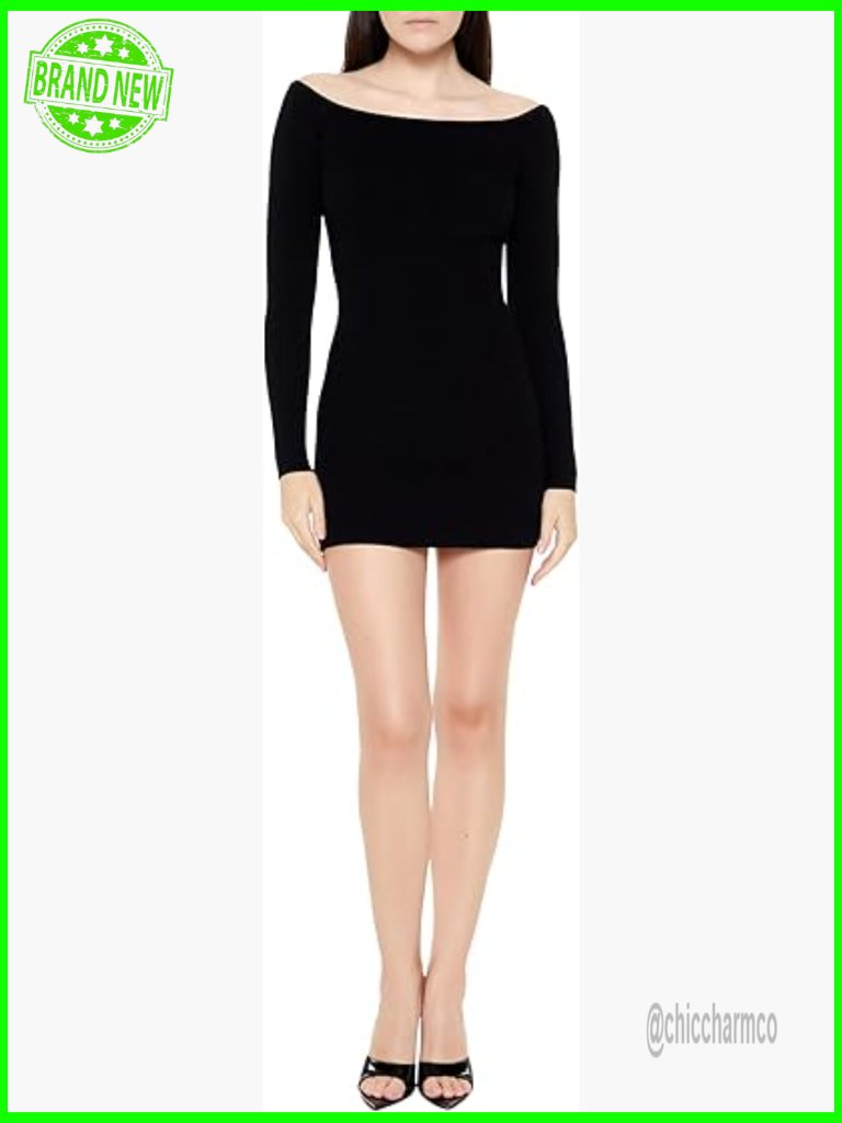 Off-Shoulder Mini Sweater Dress - Bodycon Long Sleeve